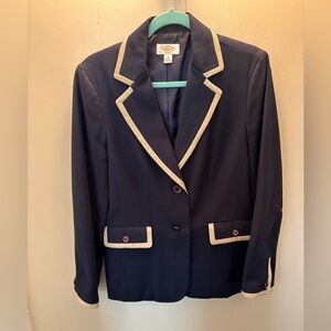 SHARP. Vintage Talbots Navy Blazer with Taupe Accents
